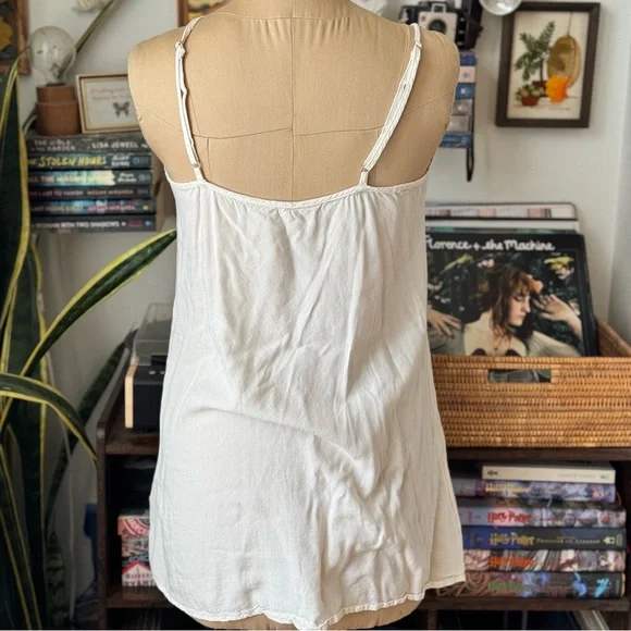 Free People Slip Dress /Tunic V Neck Ivory Sheer Beach Cover Up Medium - Picture 4 of 11